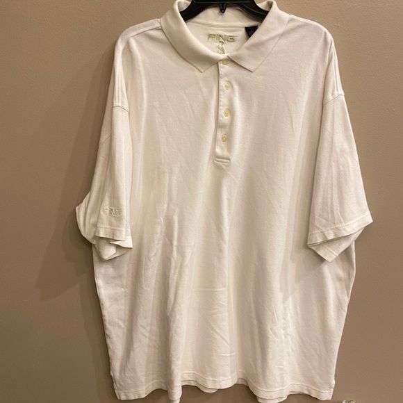 PING Big & Tall 4 button white s/s cotton men’s polo shirt vintage 2X 🌞 - Picture 2 of 13